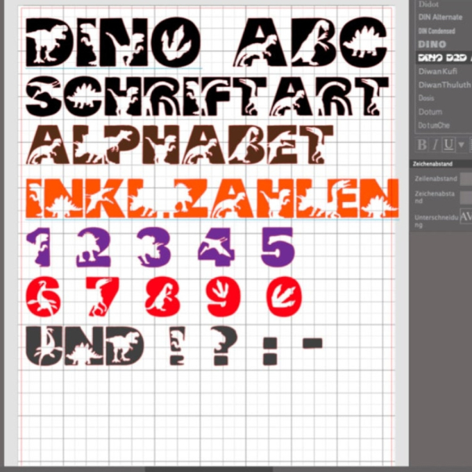 Fichier dessin flocage Dinosaure ABC Daddy2Design