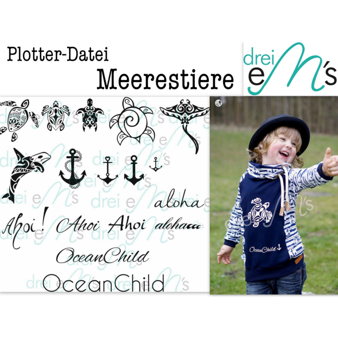 Plotterdatei drei eM's Meerestiere