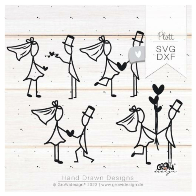 Fichier dessin flocage Mariage couple GroWiDesign