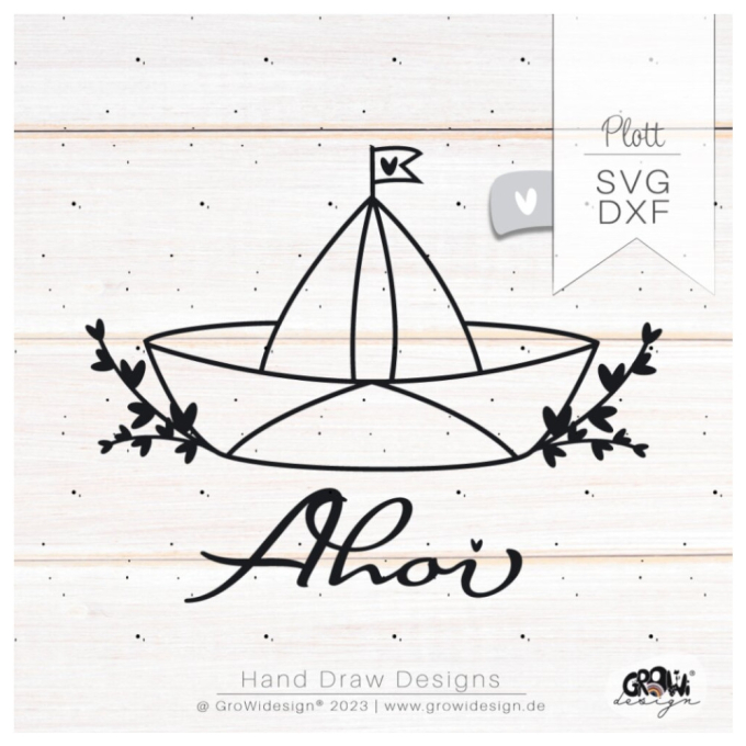 Plotterbestand GroWiDesign Papierschiff Ahoi, Duits