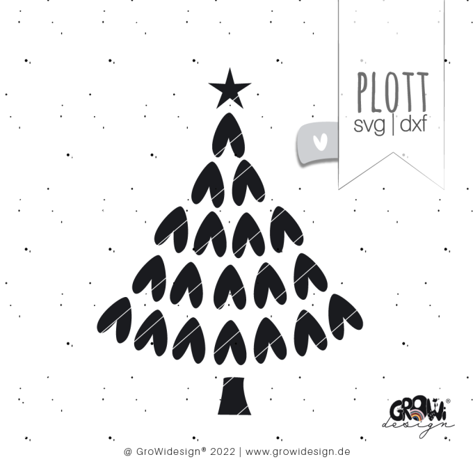 Plotterbestand GroWiDesign Tannenbaum Herzen, Duits
