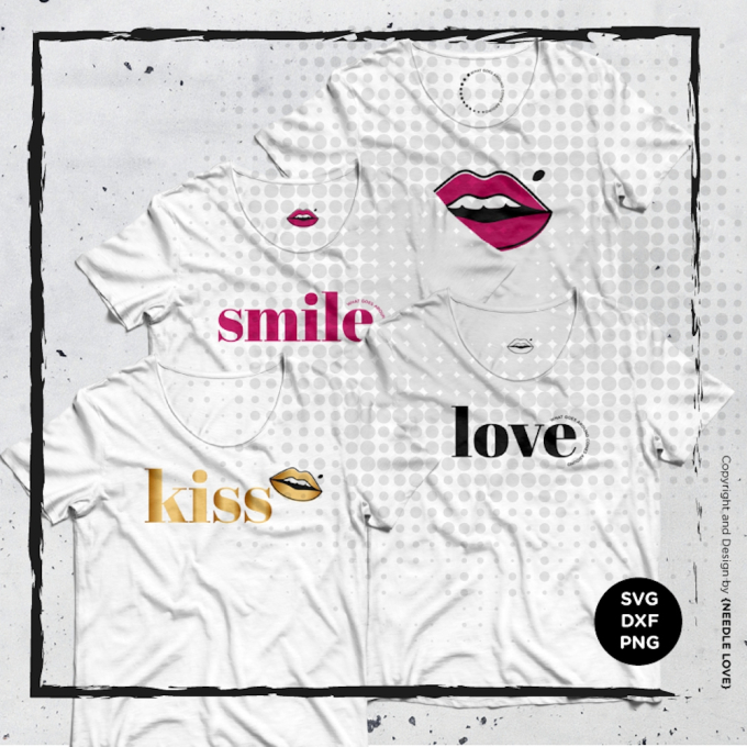 Fichier dessin flocage Sourire baiser amour Needle Love