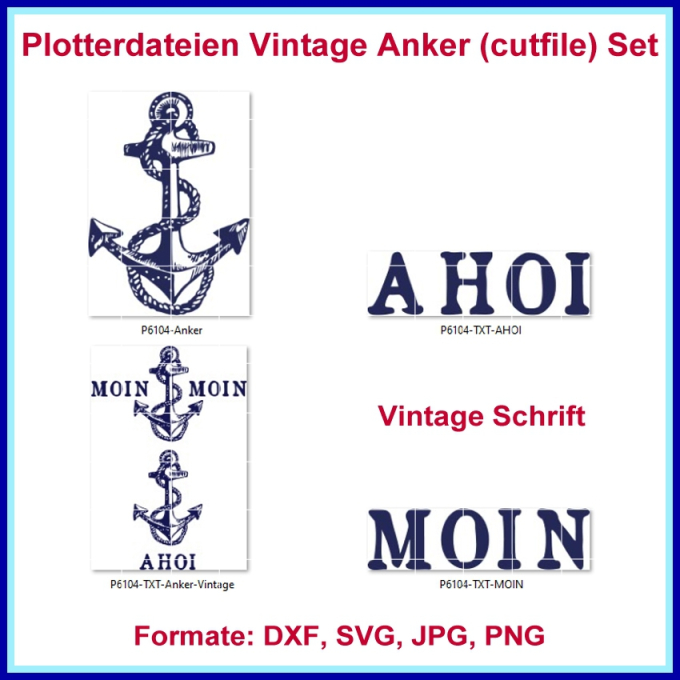 Plotterdatei Rock Queen Anker Vintage, duits