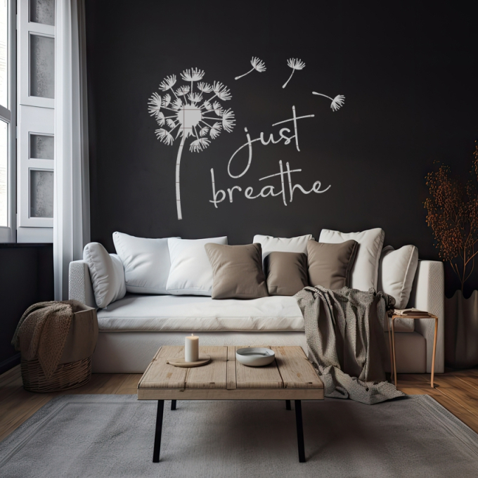 Plotterbestand Rock Queen Just breathe Pusteblume, Duits