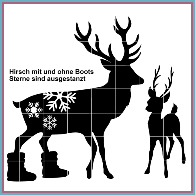 Fichier dessin flocage Cerf d'hiver Ornement Rock Queen