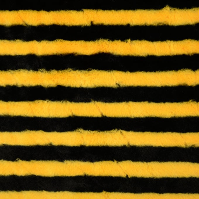 Tissu fausse fourrure abeille, noir - jaune