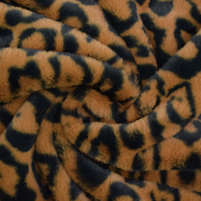 Tissu fausse fourrure Leopard Leo Style, marron
