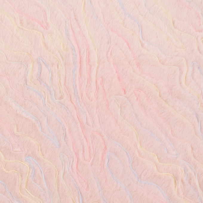 Tissu peluche avec broderie en tulle Waves, rose clair