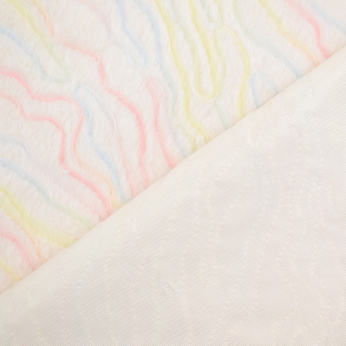 Pluche met tule borduursel waves, gebroken wit