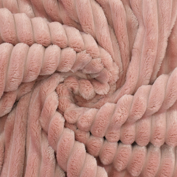 Tissu fausse fourrure côtelé Stripy, vieux rose