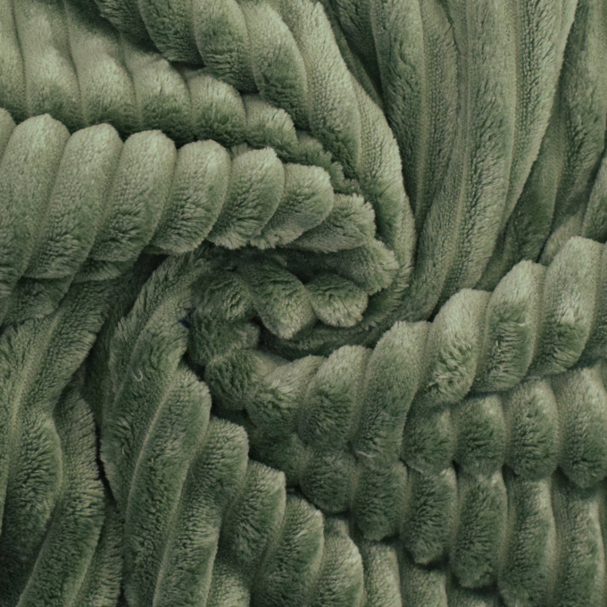 Tissu fausse fourrure côtelé Stripy, vert olive