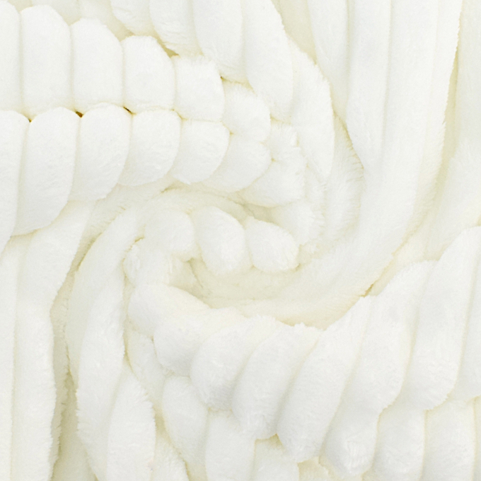 Tissu fausse fourrure côtelé Stripy, blanc cassé