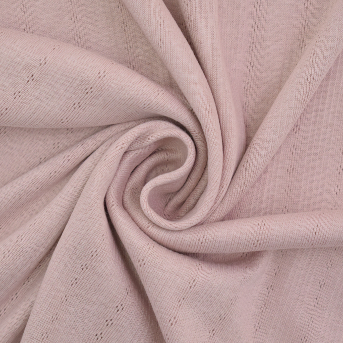 Tissu jersey maille tricot Ajour, vieux rose millennial
