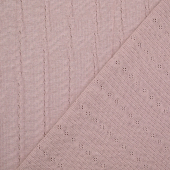 Tissu jersey maille tricot Ajour, vieux rose millennial
