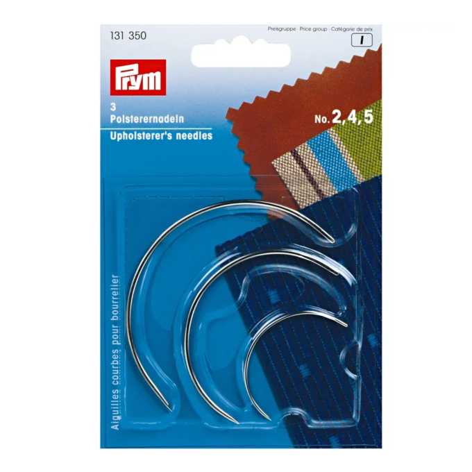 3 Aiguilles courbes pour bourrelier Prym N°2,4,5, couleur argent
