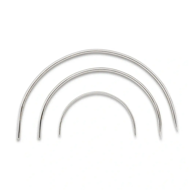 3 Aiguilles courbes pour bourrelier Prym N°2,4,5, couleur argent
