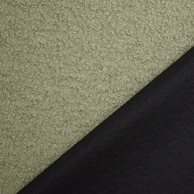 Tissu ameublement fauteuil canapé bouclette, vert pâle