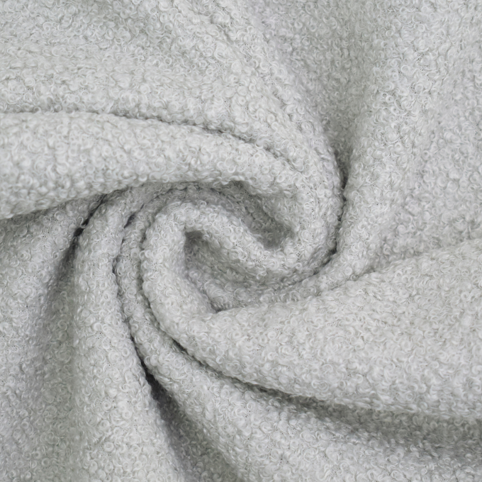 Tissu ameublement fauteuil canapé bouclette, gris clair