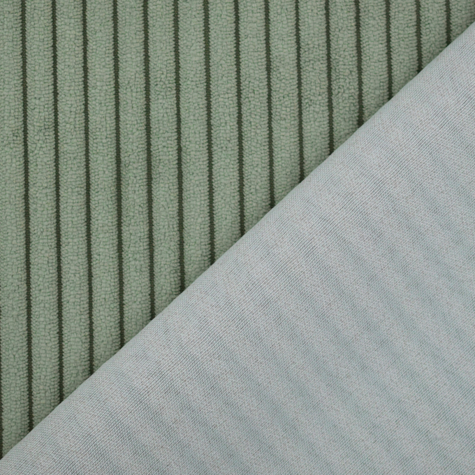 Tissu ameublement fauteuil canapé velours côtelé à grosses côtes Cozy, vert pâle