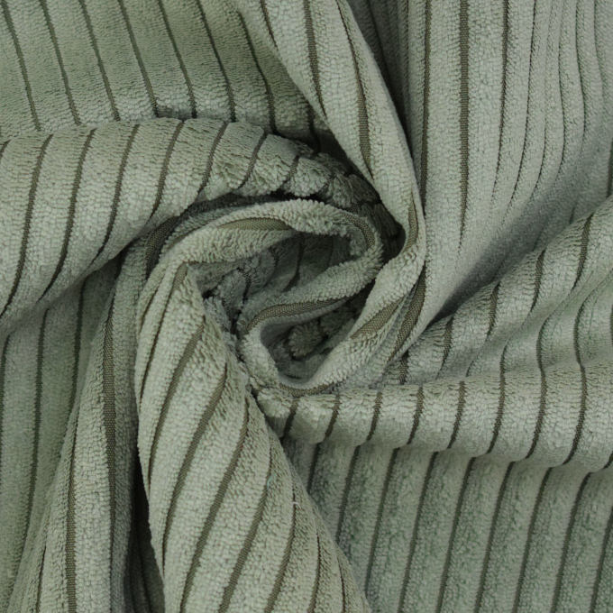 Tissu ameublement fauteuil canapé velours côtelé à grosses côtes Cozy, vert pâle