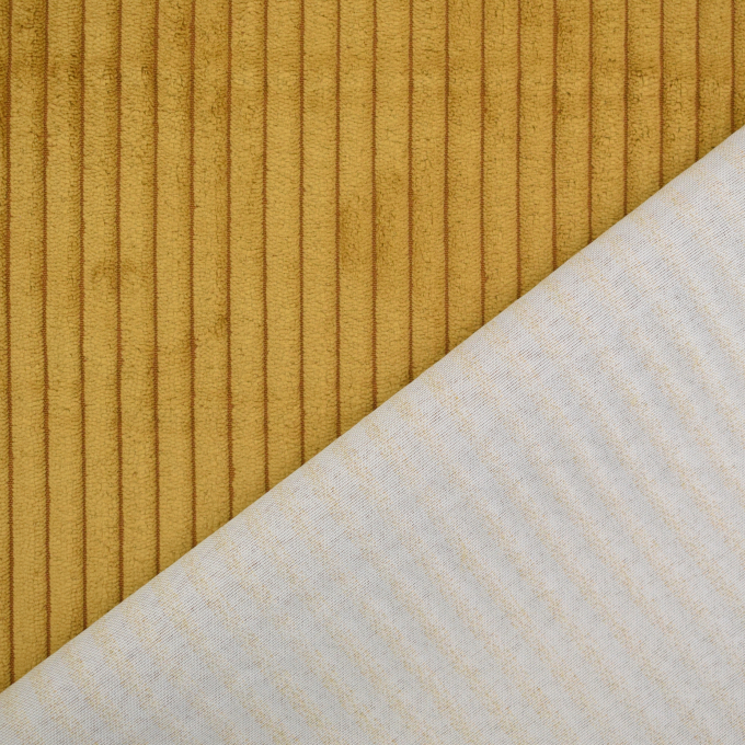 Meubelstof corduroy Cozy, mosterdgeel