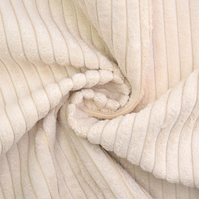 Tissu ameublement fauteuil canapé velours côtelé à grosses côtes Hyper, crème