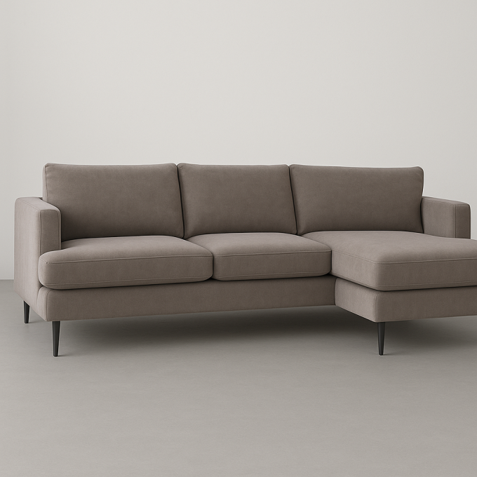 Tissu ameublement fauteuil canapé velours Mavel, taupe