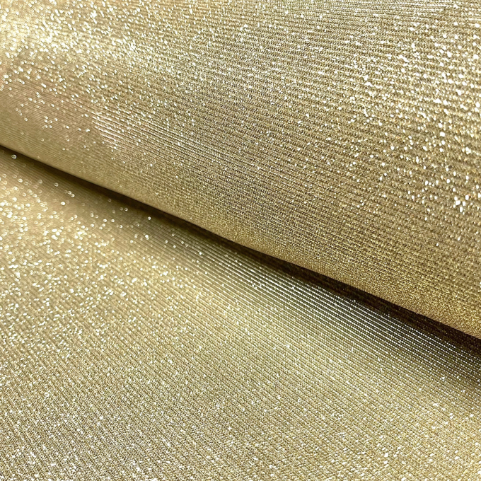 Tissu jersey polyester brillant Glamour, or