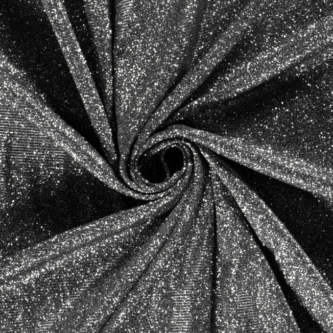 Tissu jersey polyester brillant Glamour, noir