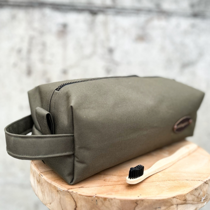 Tissu déperlant extérieur polyester uni, vert olive foncé