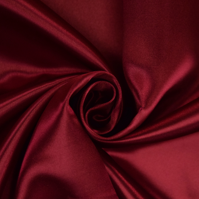 Tissu satin polyester uni, bordeaux