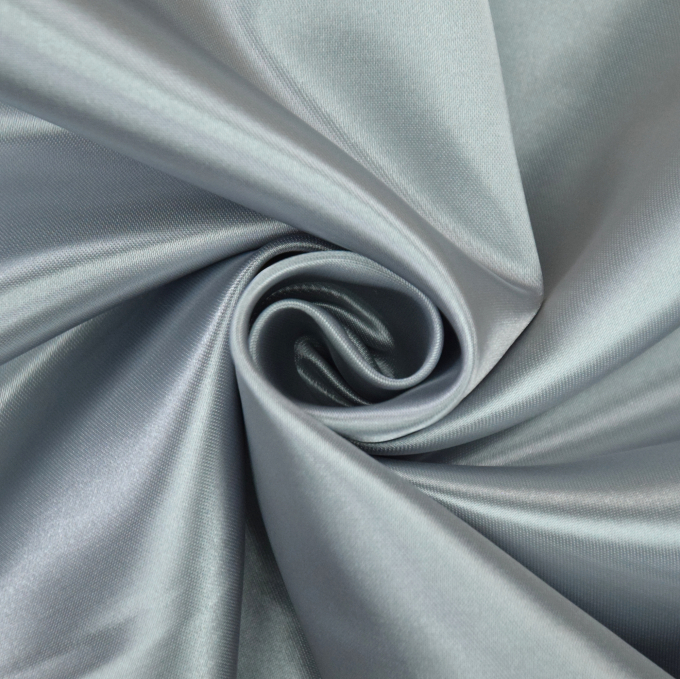 Tissu satin polyester uni, gris argent