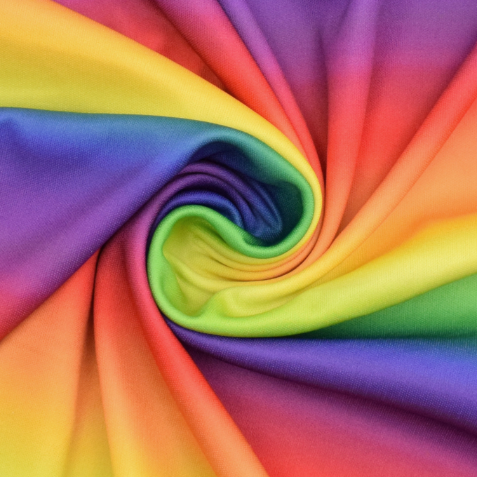 Polyester jersey Rainbow, veelkleurig