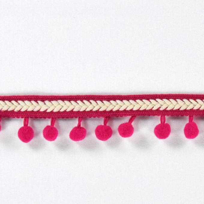 Pom-pon border herringbone, fuchsia