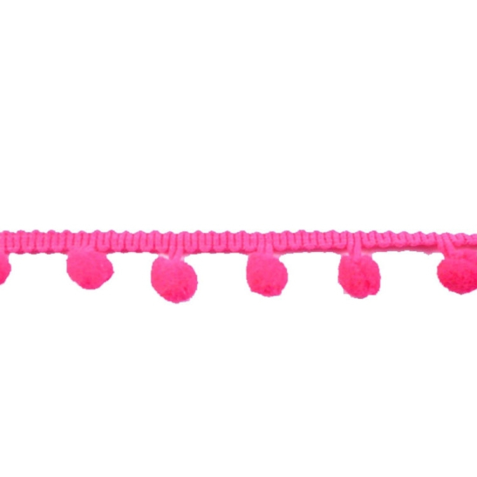Ruban à pompons demi-gros, fuchsia 20 mm