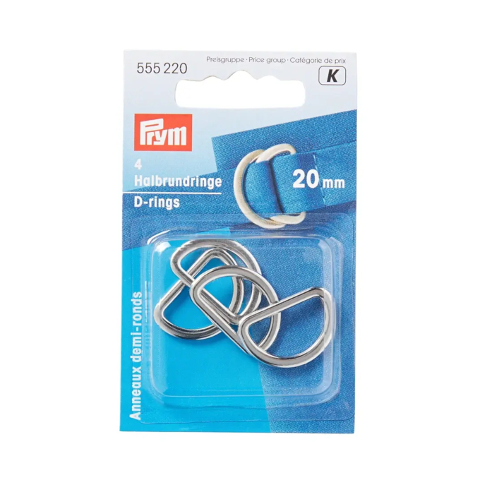 4 Boucle anneau demi rond Prym en métal, 20 mm, argenté