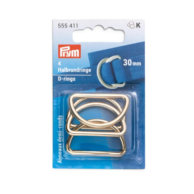6 Boucles anneaux demi rond en métal Prym, 30 mm, couleur or