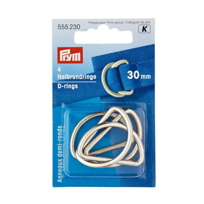 6 Boucle anneau demi rond Prym en métal, 30 mm, argenté