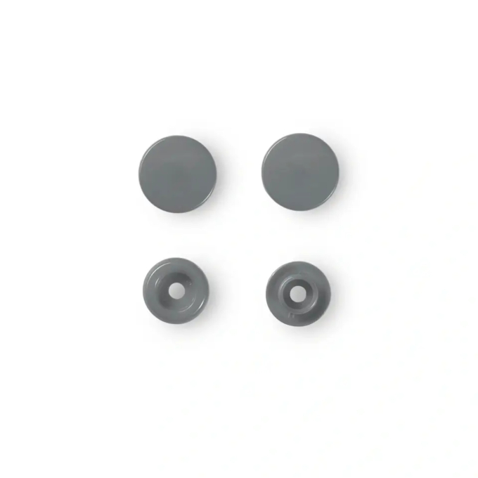 Boutons pression 12,4 mm, gris foncé