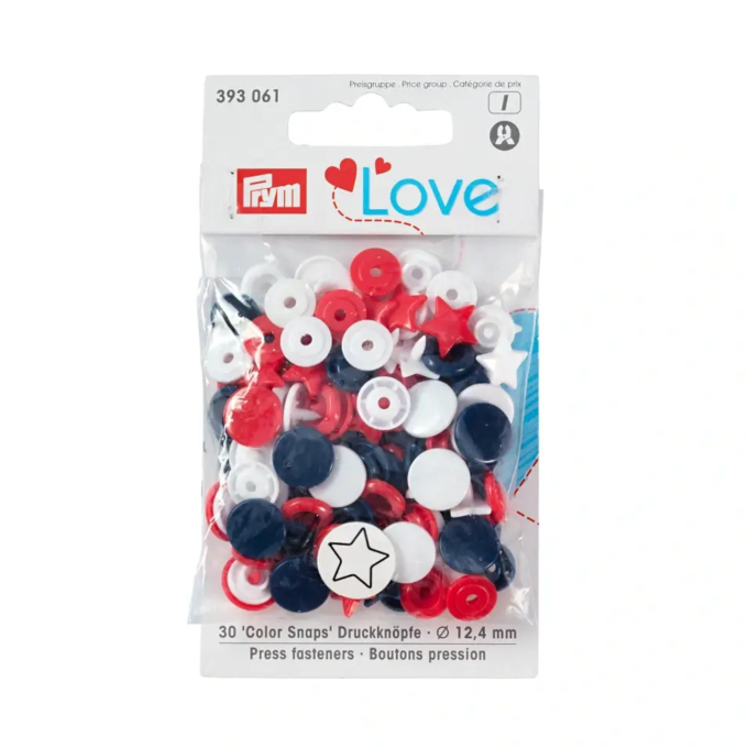 Boutons pression Étoiles Mix rouge