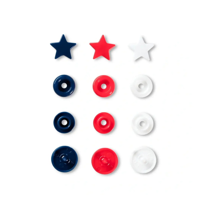 Boutons pression Étoiles Mix rouge