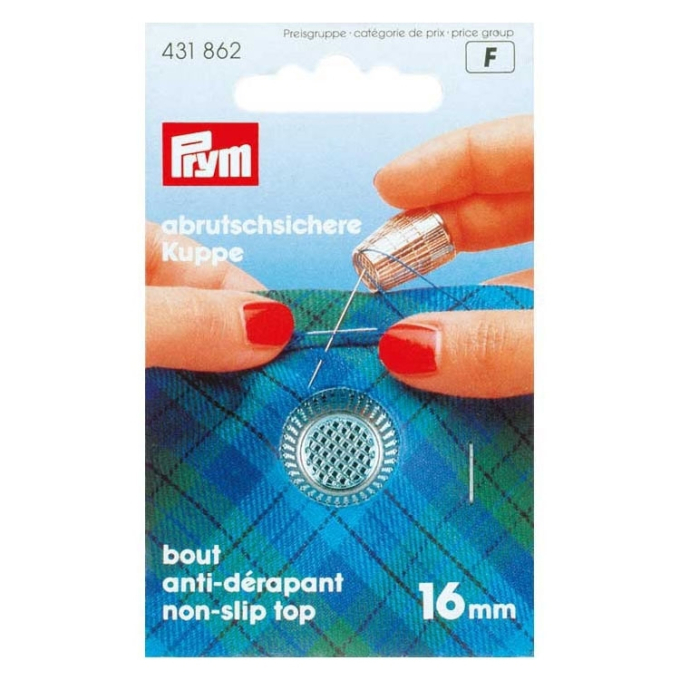 Dé à coudre avec bout antidérapant, argent, 16mm