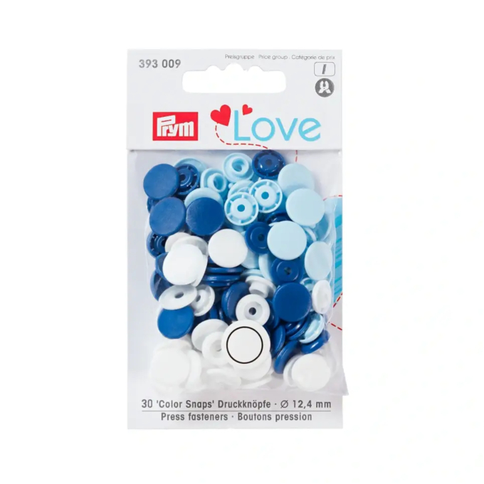 Boutons pression Color KST 12,4mm bleu/blanc/bleu clair