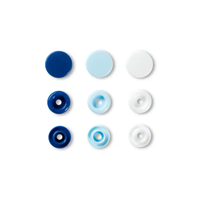 Boutons pression Color KST 12,4mm bleu/blanc/bleu clair