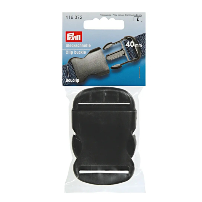 Fermoir clip plastique 40mm boucle Bouclip Prym, noir
