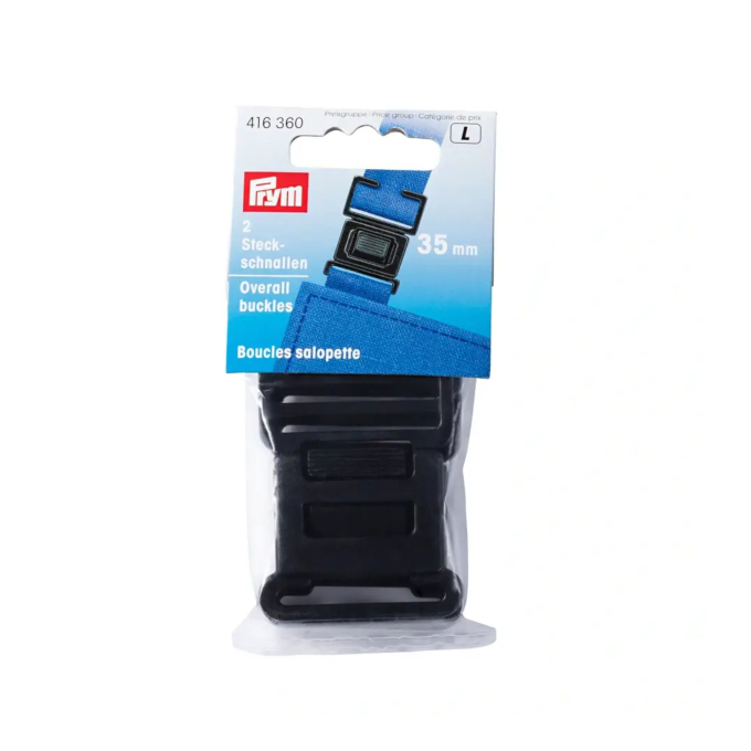 2 Fermoirs clip plastique 35mm boucle Bouclip Prym, noir