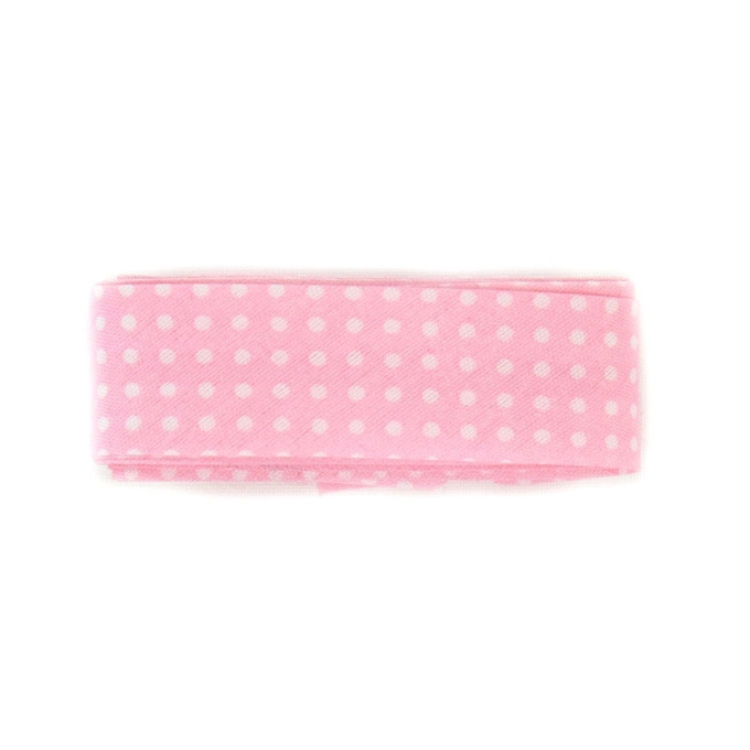 Biaisband stippen, 3 m, roze