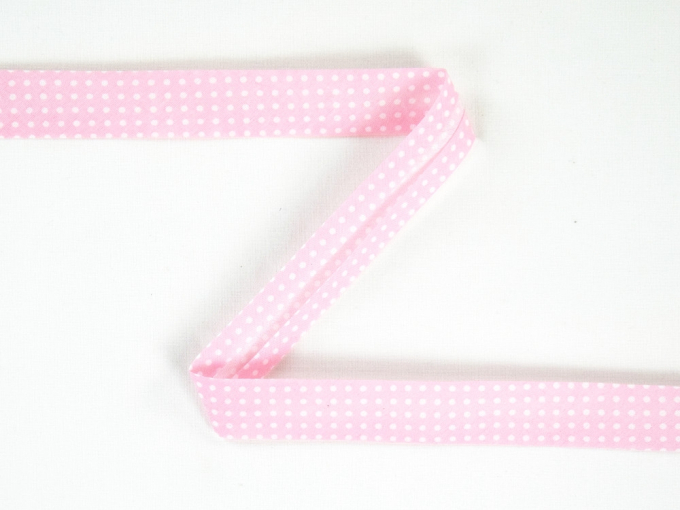 Biaisband stippen, 3 m, roze