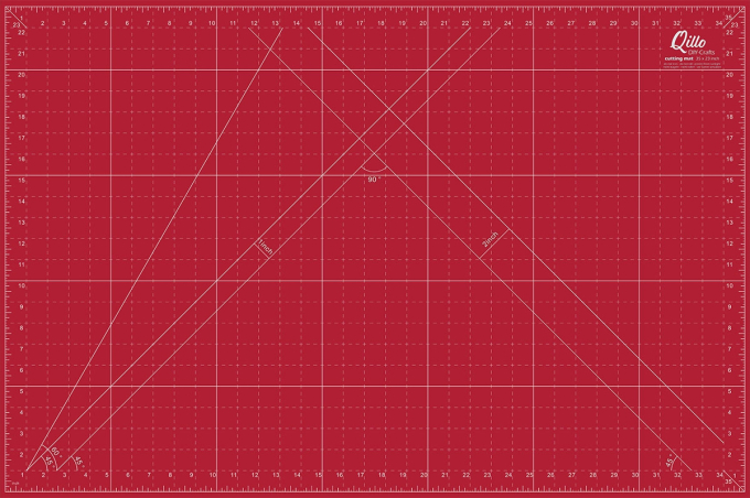 Qillo cutting mat 60 x 90 cm, red-grey