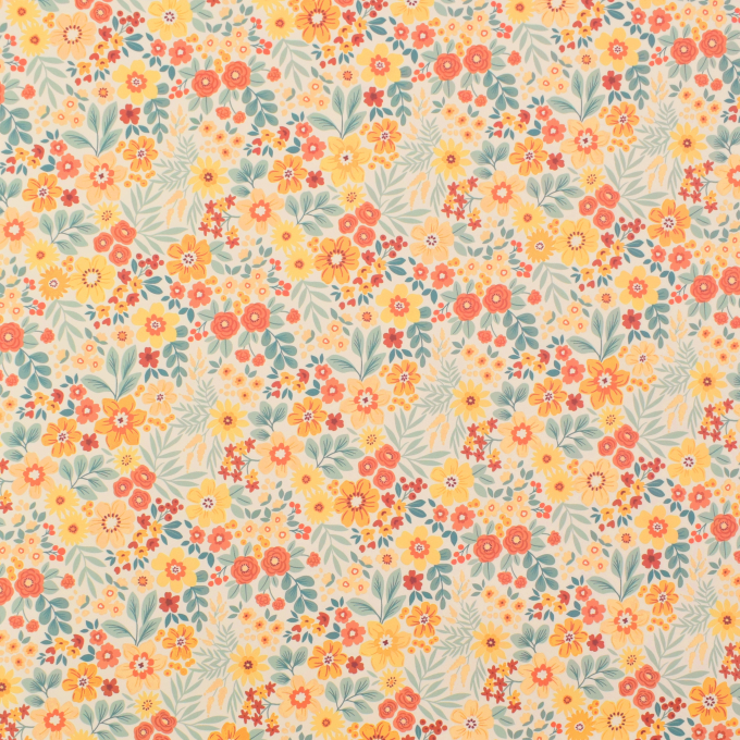 Tissu imperméable Aqua Protect Fleurs, blanc cassé